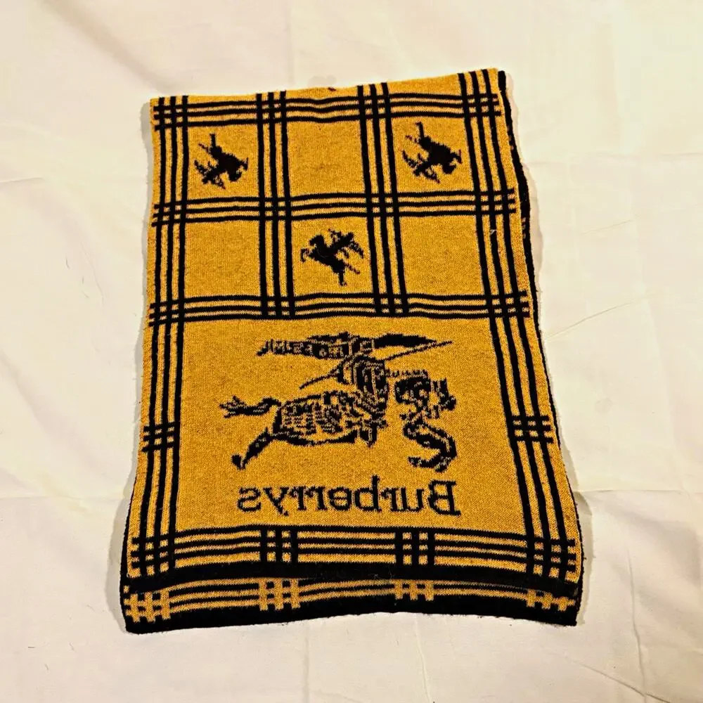 Vintage Burberry's Prorsum Equestrian Double Sided Long Scarf Reversible